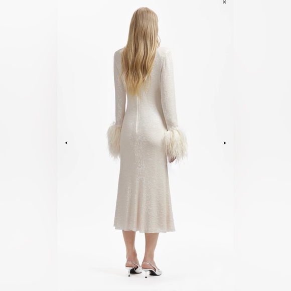 SELF-PORTRAIT CREAM SEQUIN FEATHER MIDI DRESS (US 2) - FOR BRIDES - Picture 2 of 10